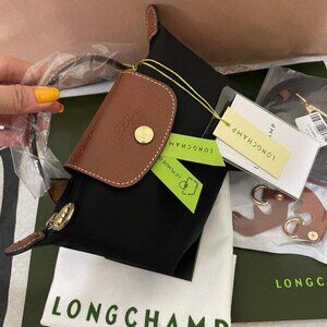 NWT Longchamp Original Black Mini Crossbody Bag 2Way Canvas Makeup Pouch Tote XS